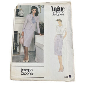 Vintage VOGUE sewing pattern 2696 Skirt Suit sz 10 American Design Joseph Picone
